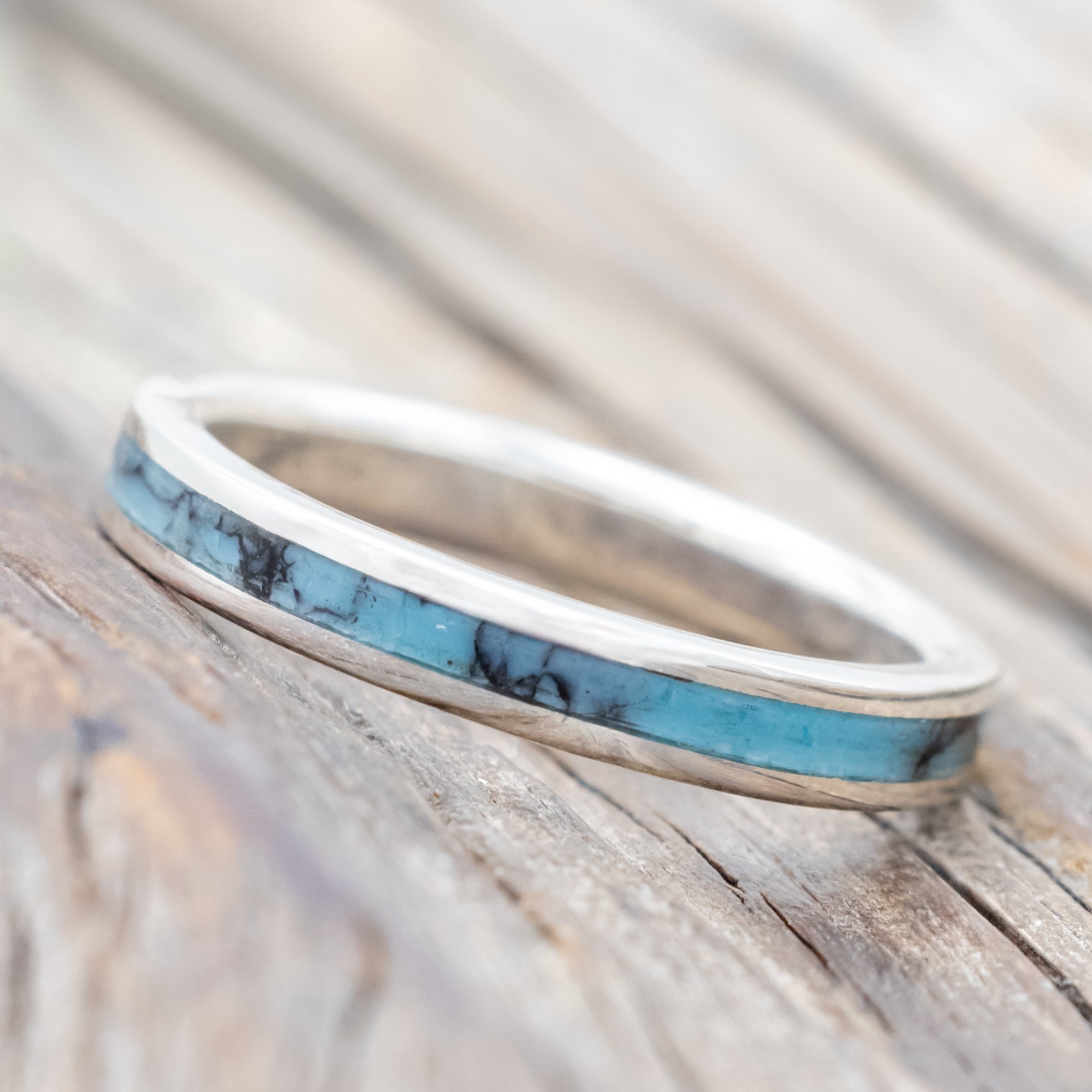 "ETERNA" - TURQUOISE & BLACK MATRIX TRUSTONE STACKING BAND-Staghead Designs