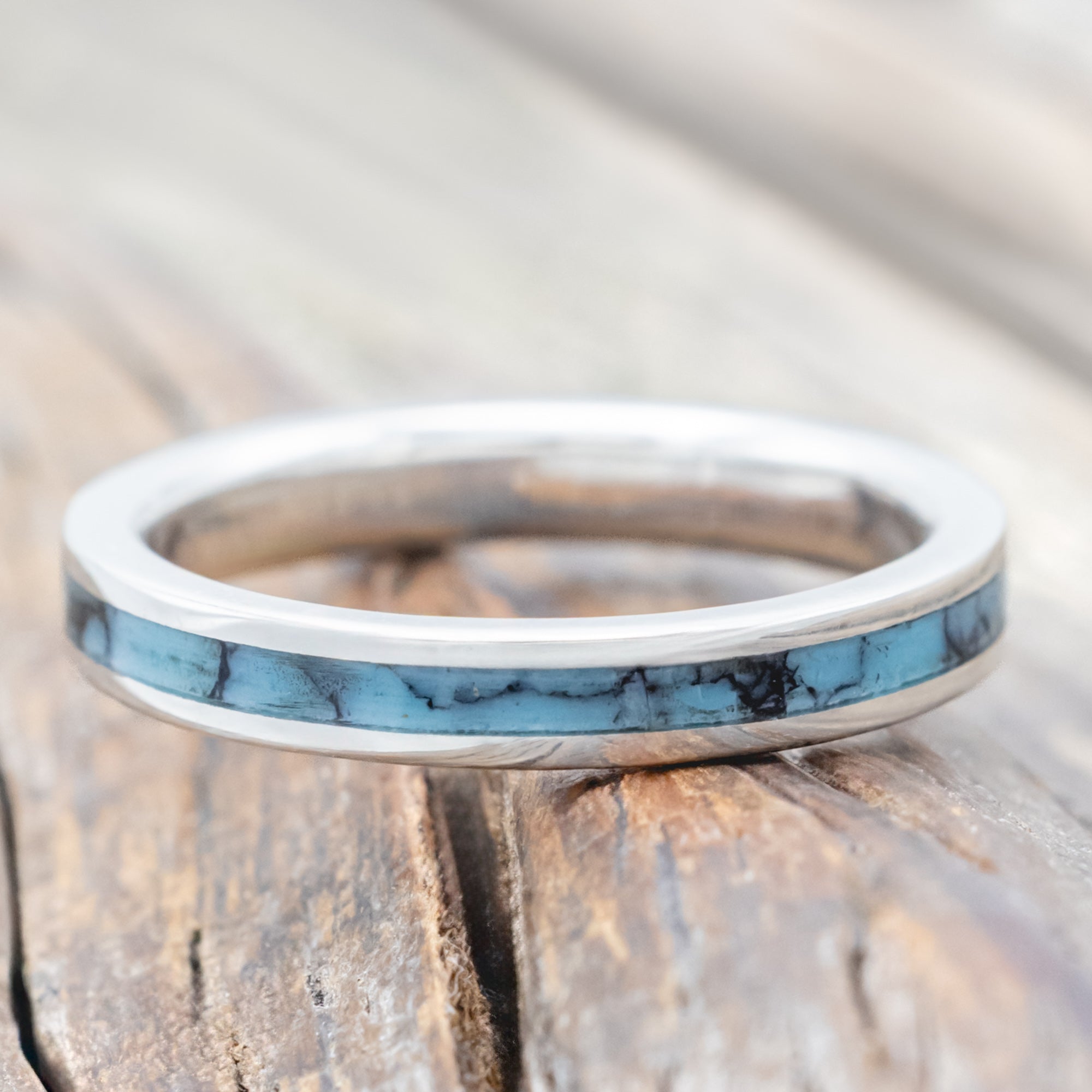 "ETERNA" - TURQUOISE & BLACK MATRIX TRUSTONE STACKING BAND-Staghead Designs