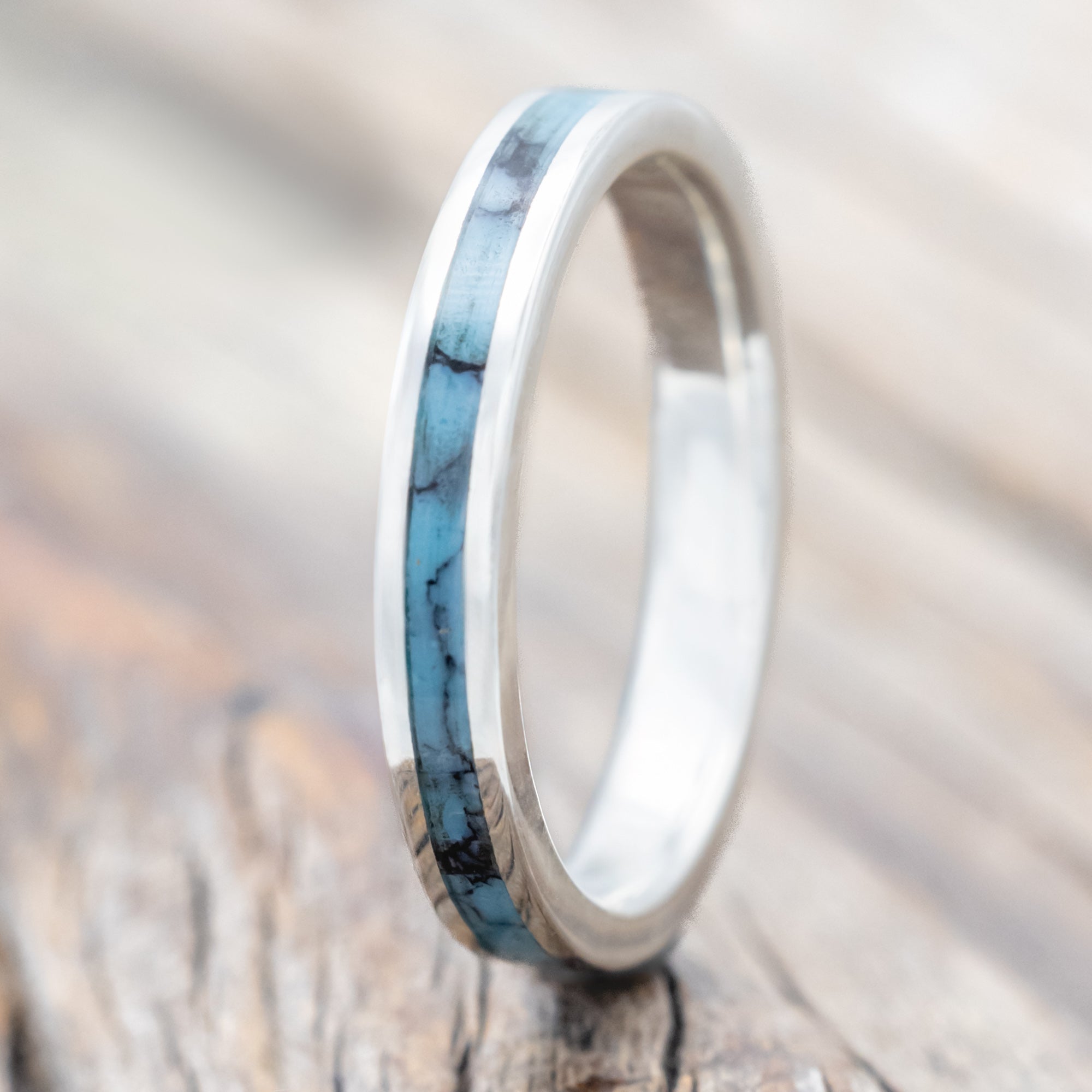 "ETERNA" - TURQUOISE & BLACK MATRIX TRUSTONE STACKING BAND-Staghead Designs