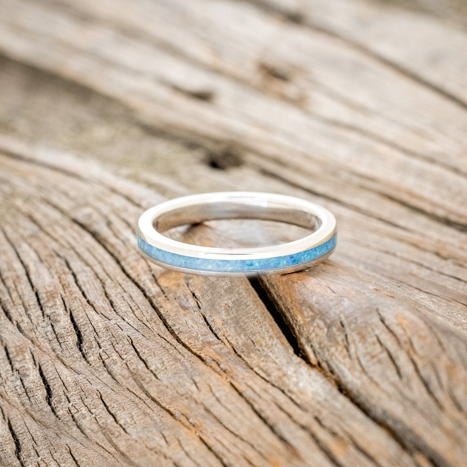 "ETERNA"- BLUE OPAL STACKING WEDDING BAND-6