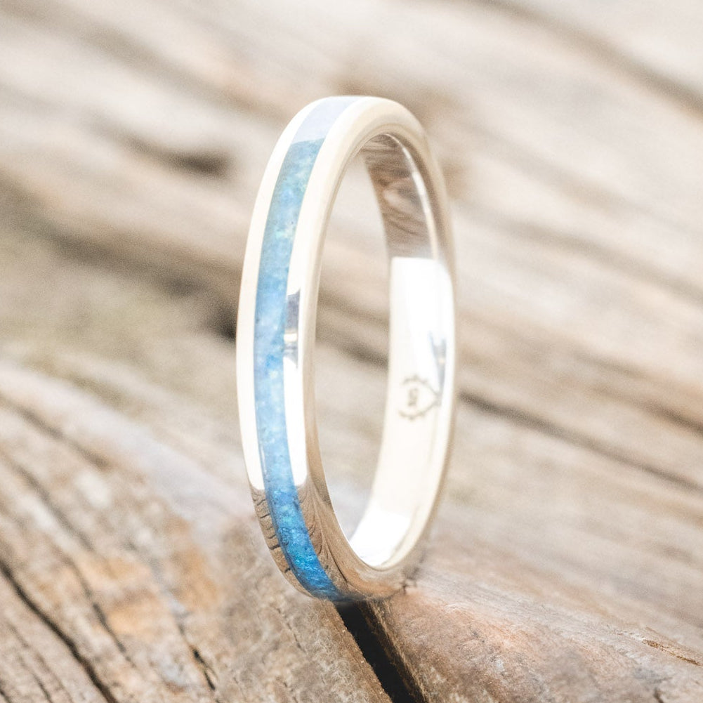 "ETERNA"- BLUE OPAL STACKING WEDDING BAND-4