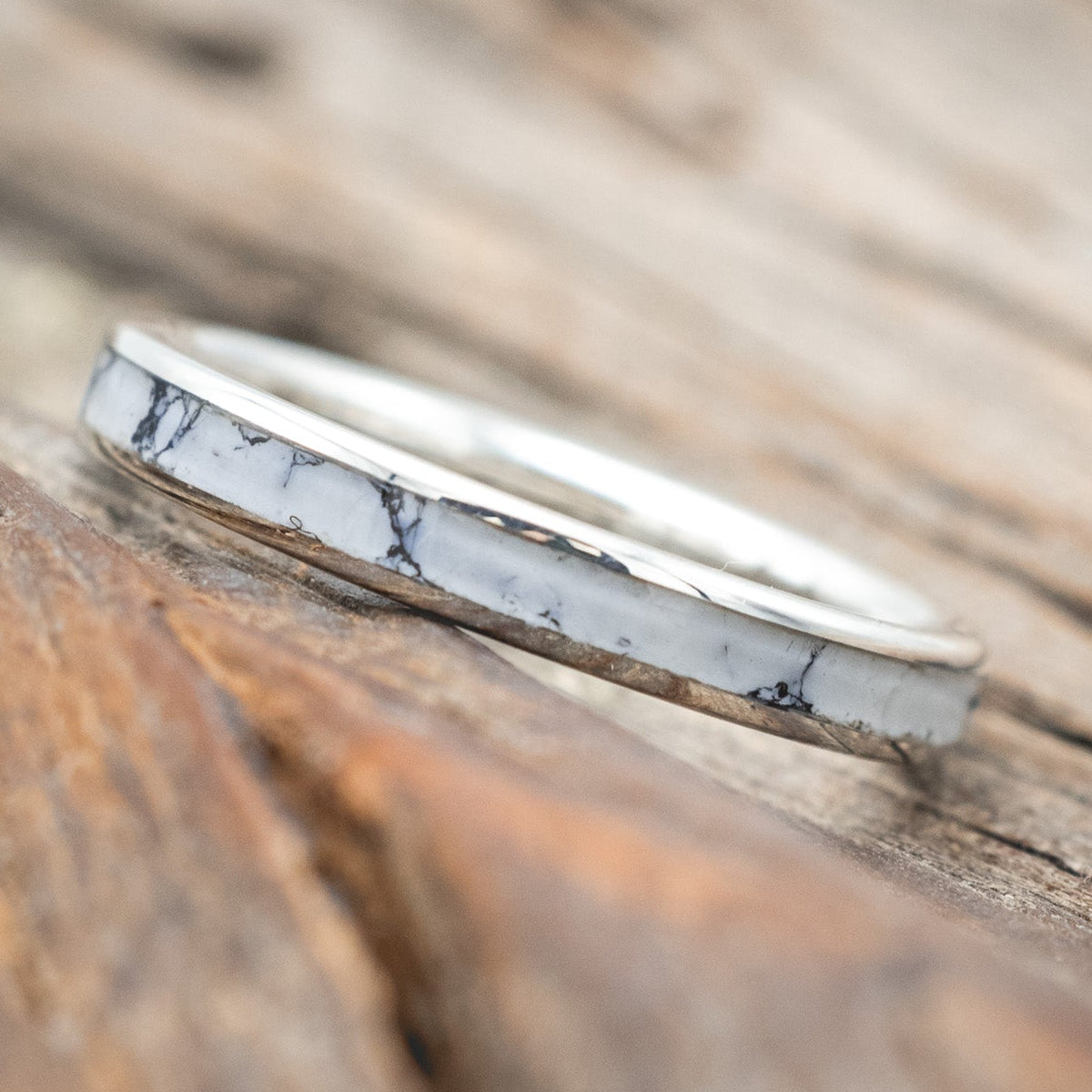 "ETERNA" - WHITE TURQUOISE TRUSTONE STACKING BAND-Staghead Designs