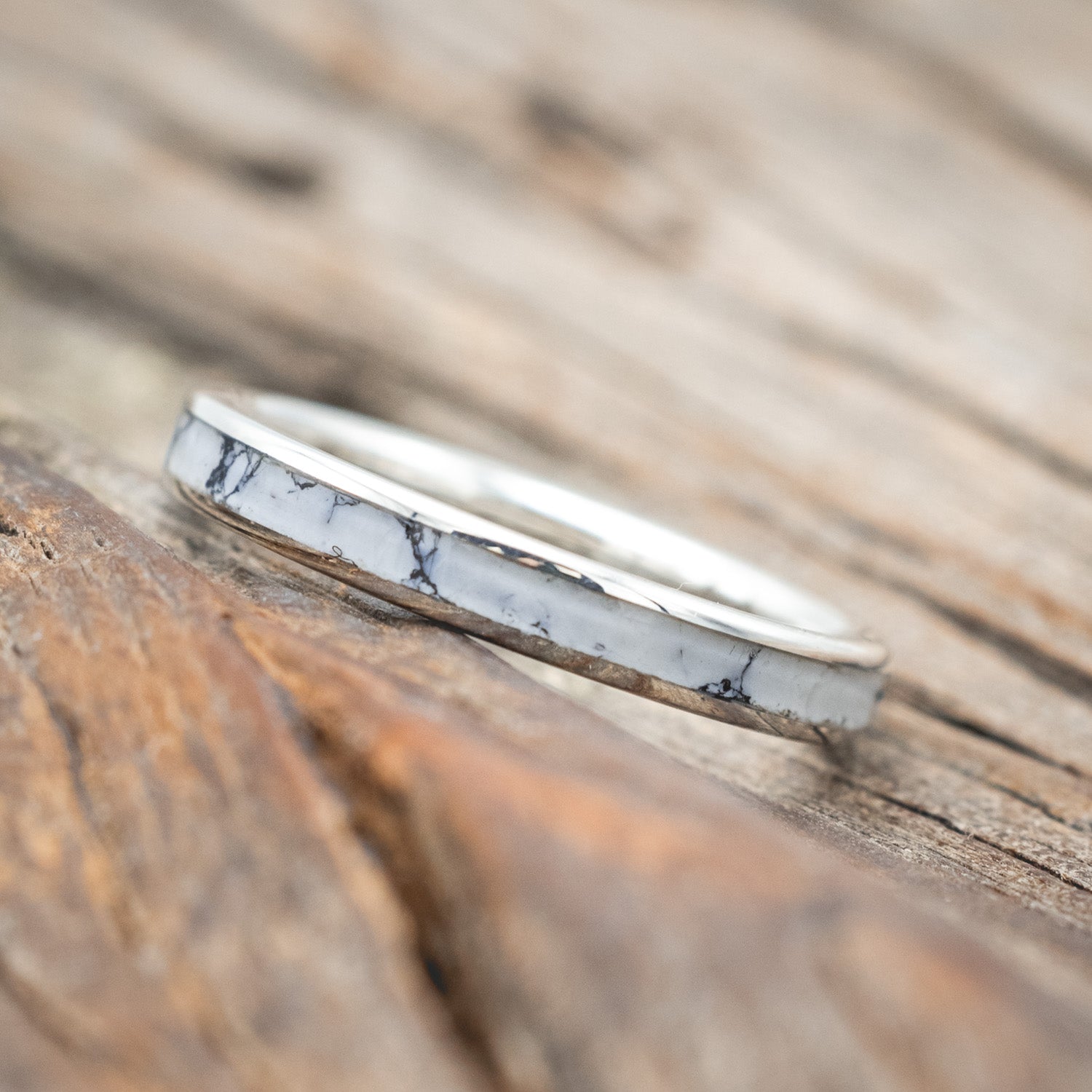 "ETERNA" - WHITE TURQUOISE TRUSTONE STACKING BAND-Staghead Designs