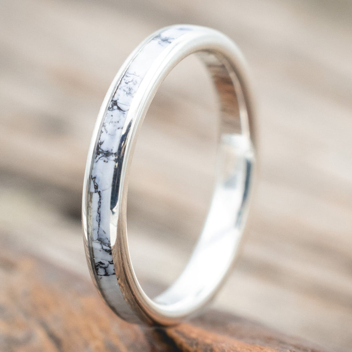 "ETERNA" - WHITE TURQUOISE TRUSTONE STACKING BAND-Staghead Designs