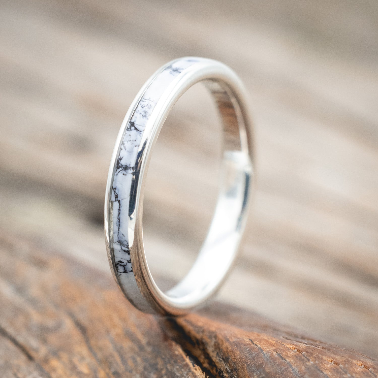 "ETERNA" - WHITE TURQUOISE TRUSTONE STACKING BAND-Staghead Designs