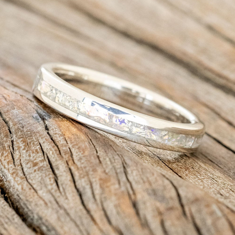"ETERNA" - TITANIUM BURL DICHROLAM STACKING WEDDING BAND-5