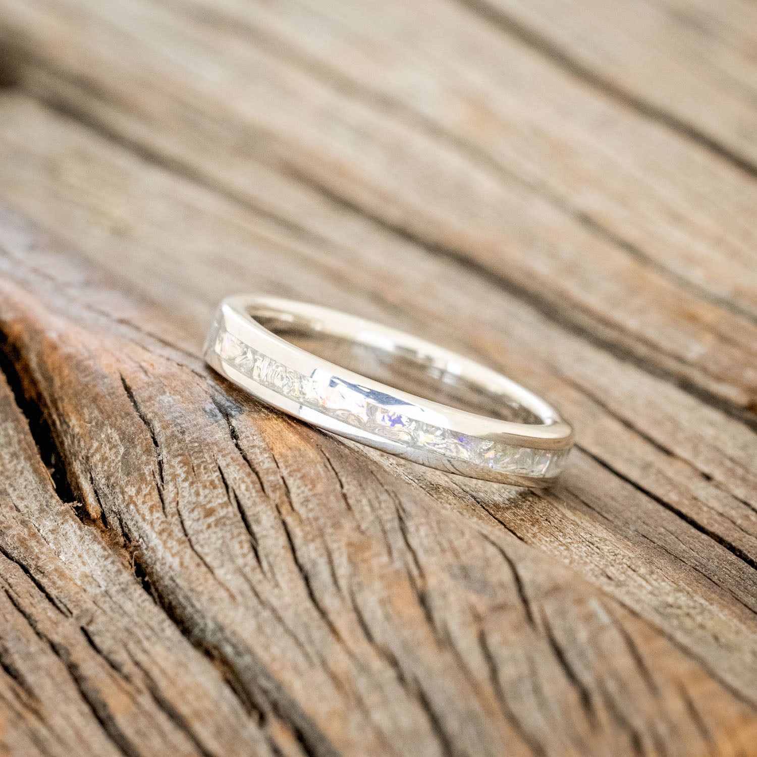 "ETERNA" - TITANIUM BURL DICHROLAM STACKING WEDDING BAND-5