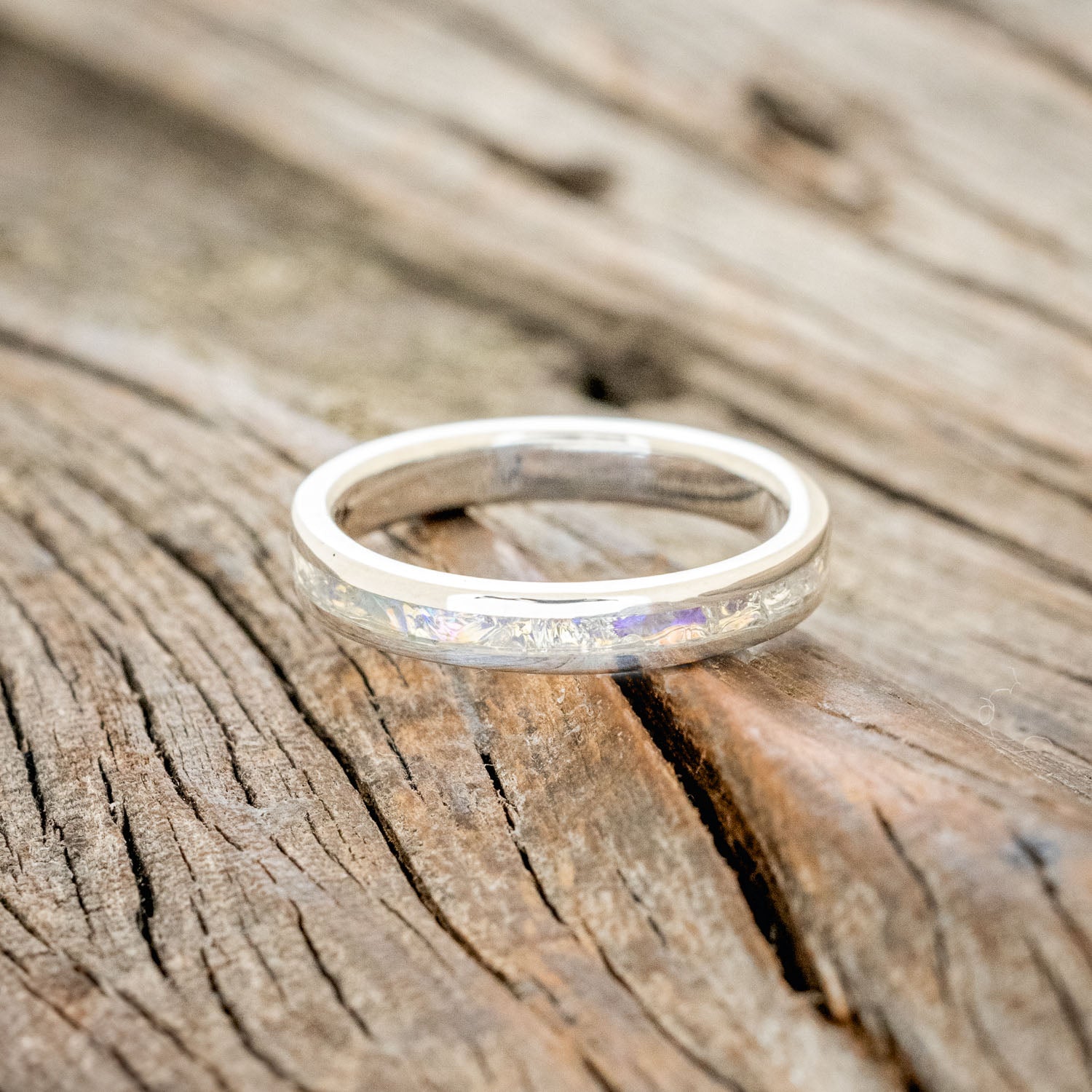 "ETERNA" - TITANIUM BURL DICHROLAM STACKING WEDDING BAND-6