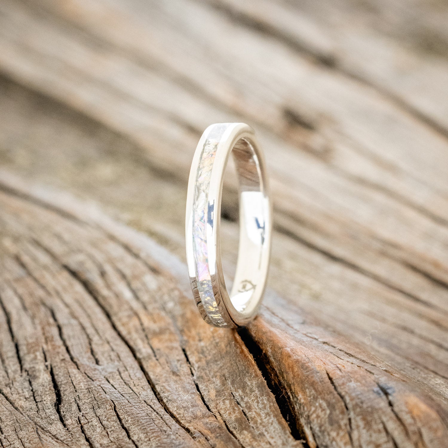 "ETERNA" - TITANIUM BURL DICHROLAM STACKING WEDDING BAND-4