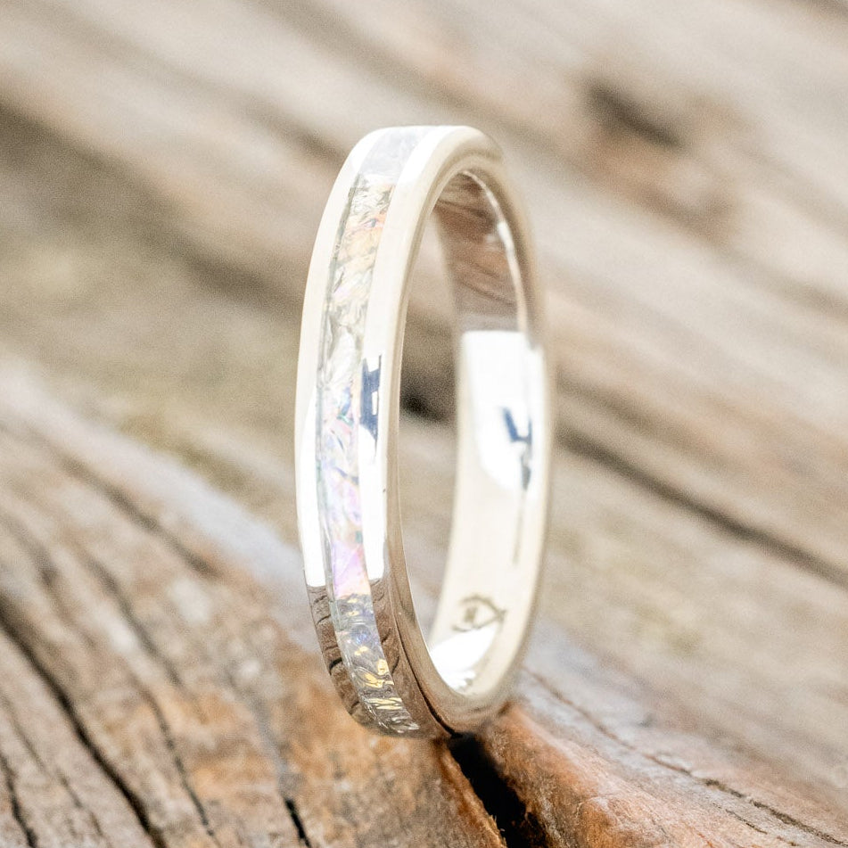 "ETERNA" - TITANIUM BURL DICHROLAM STACKING WEDDING BAND-4