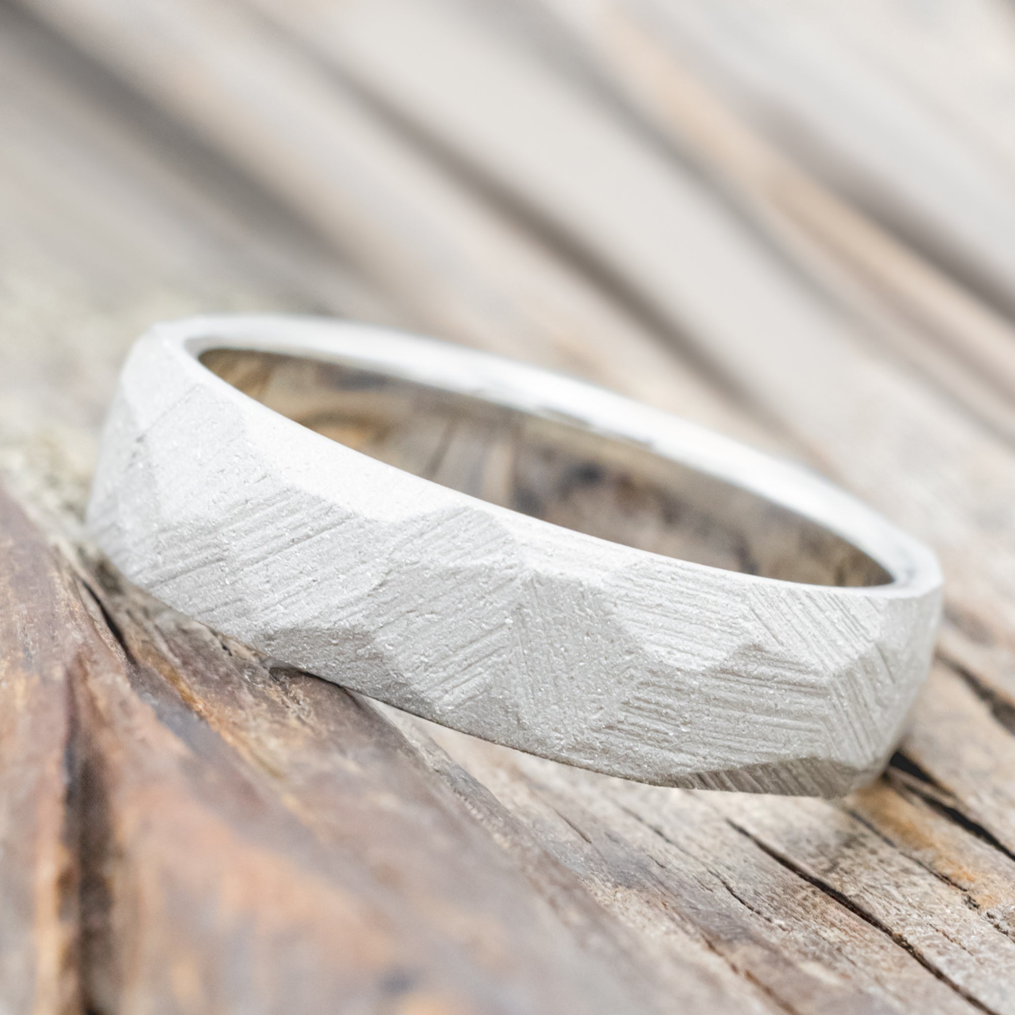 FACETED WEDDING RING WITH SANDBLASTED FINISH-Staghead Designs