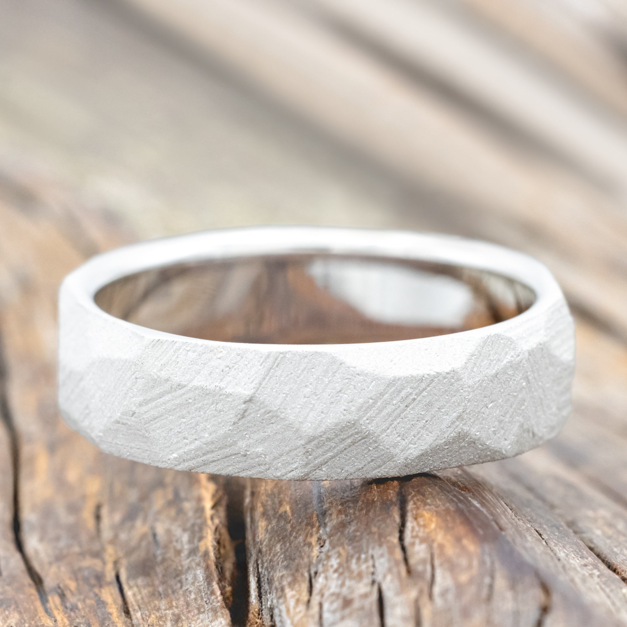 FACETED WEDDING RING WITH SANDBLASTED FINISH-Staghead Designs