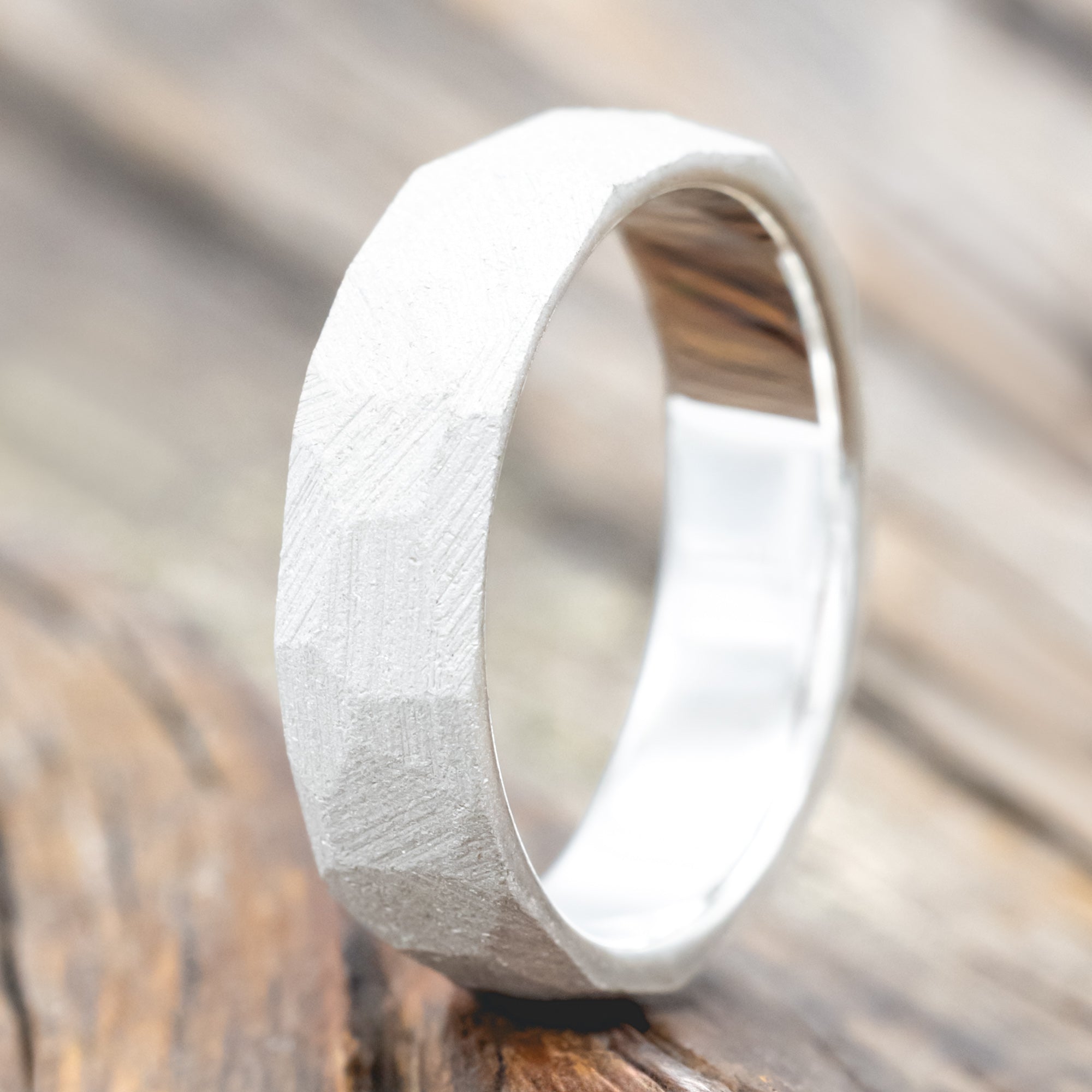 FACETED WEDDING RING WITH SANDBLASTED FINISH-Staghead Designs