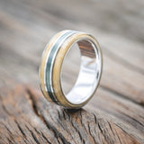 "GLEN" - BUCKEYE BURL WOOD & FISHING LINE WEDDING BAND-Staghead Designs