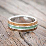 "GLEN" - WHISKEY BARREL OAK & FISHING LINE WEDDING RING-Staghead Designs