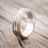 "GLEN" - WHISKEY BARREL OAK & FISHING LINE WEDDING RING-Staghead Designs