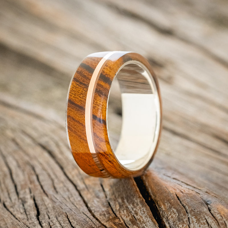 "GOLDEN" - IRONWOOD & 14K GOLD INLAY WEDDING RING-4