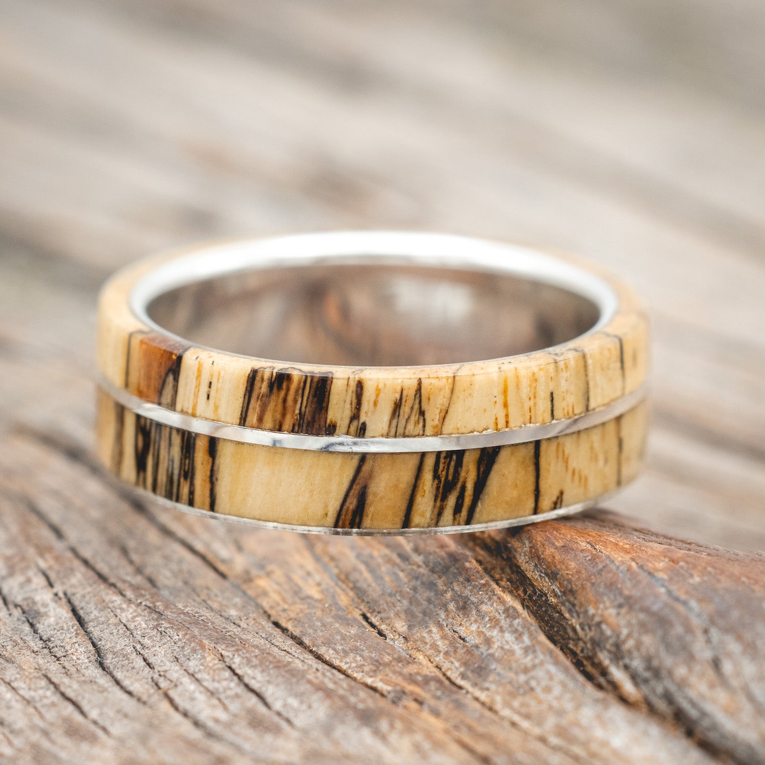 "GOLDEN" - SPALTED MAPLE WOOD WEDDING BAND-Staghead Designs