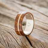 "GOLDEN" - REDWOOD & 14K GOLD INLAY WEDDING BAND-7