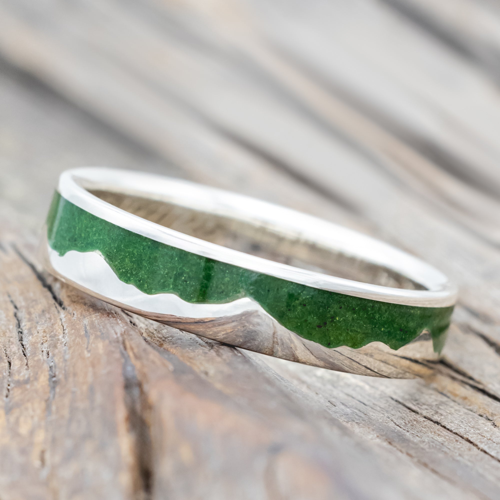 "HELIOS" - MOSS MOUNTAIN RANGE WEDDING BAND-Staghead Designs