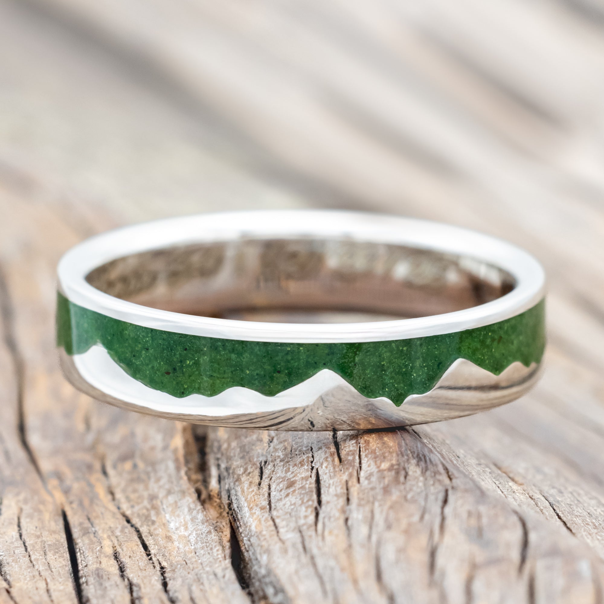"HELIOS" - MOSS MOUNTAIN RANGE WEDDING BAND-Staghead Designs