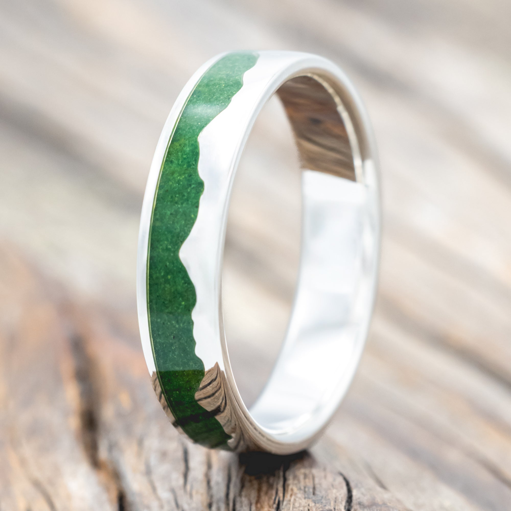 "HELIOS" - MOSS MOUNTAIN RANGE WEDDING BAND-Staghead Designs