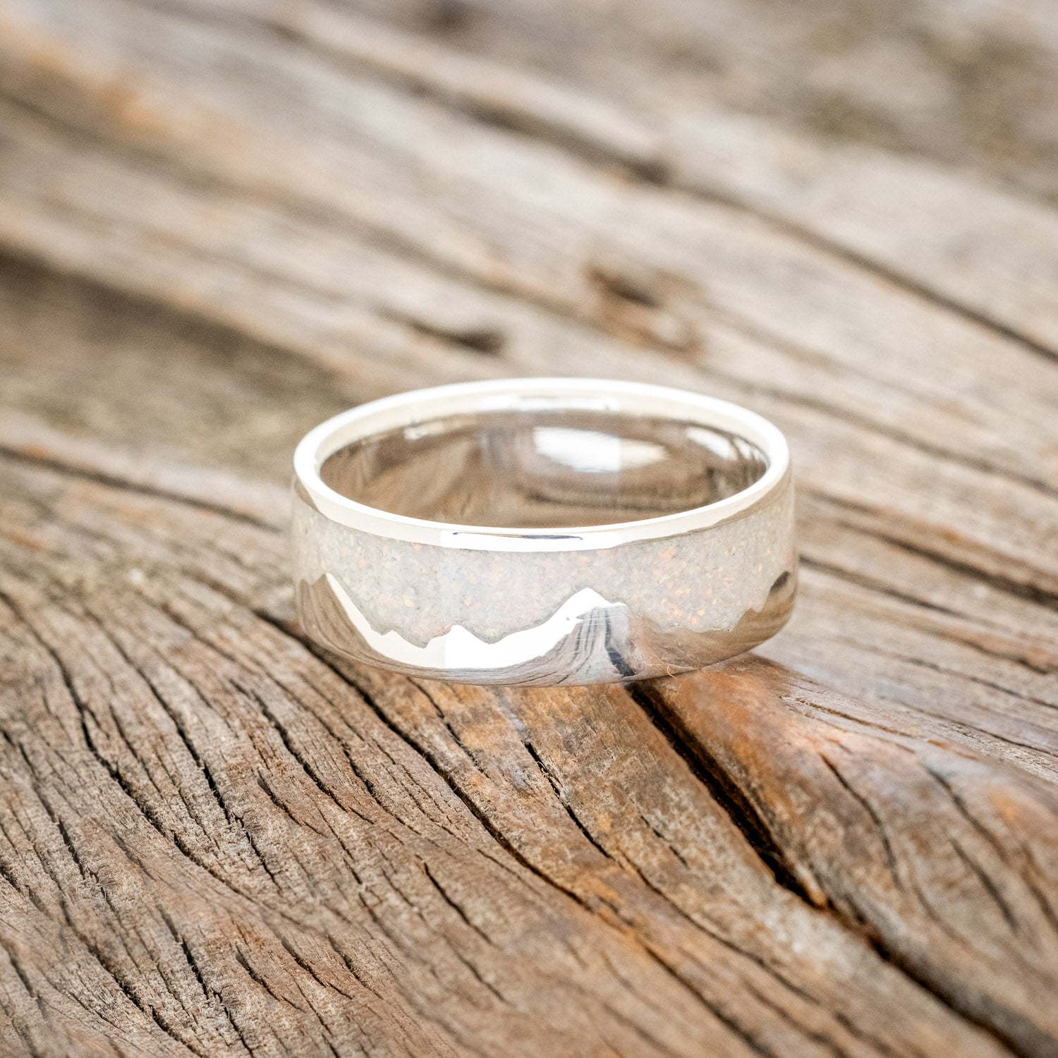 "HELIOS" - FIRE AND ICE OPAL & GOLD MOUNTAIN RANGE WEDDING RING-3