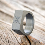 "HEMLOCK" - RUNE ENGRAVED SILVER POISON RING WITH A DARKNESS TREATMENT FINISH-1