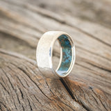 HAMMERED WEDDING BAND WITH PATINA COPPER LINING-16