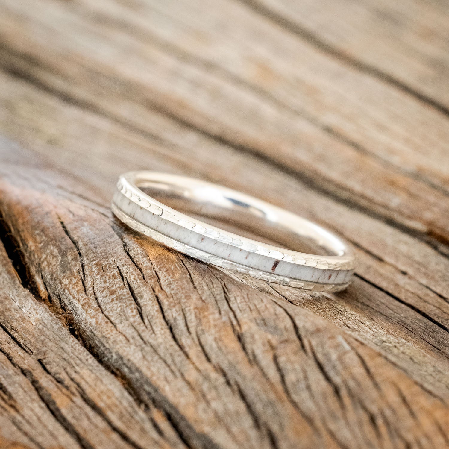 "ETERNA" - ANTLER STACKING BAND WITH A HAMMERED FINISH-5