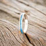 "ETERNA"- BLUE OPAL STACKING WEDDING BAND WITH A HAMMERED FINISH-4