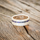 "VERTIGO" - HAMMERED GREY & PURPLE BIRCH WOOD WEDDING BAND-3