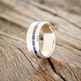 "VERTIGO" - HAMMERED GREY & PURPLE BIRCH WOOD WEDDING BAND-4