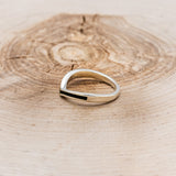 "KIDA" - V-SHAPE STACKING WEDDING BAND WITH MOSS INLAY-3