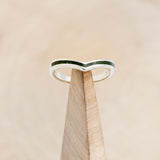 "KIDA" - V-SHAPE STACKING WEDDING BAND WITH MOSS INLAY-1