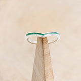 "KIDA" - V-SHAPE STACKING WEDDING BAND WITH MALACHITE INLAY-1