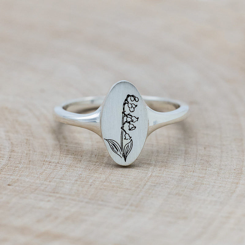 "LILY OF THE VALLEY" - ENGRAVABLE SIGNET RING-4