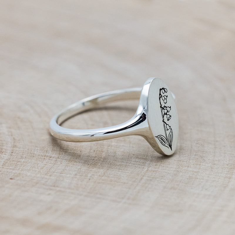 "LILY OF THE VALLEY" - ENGRAVABLE SIGNET RING-2