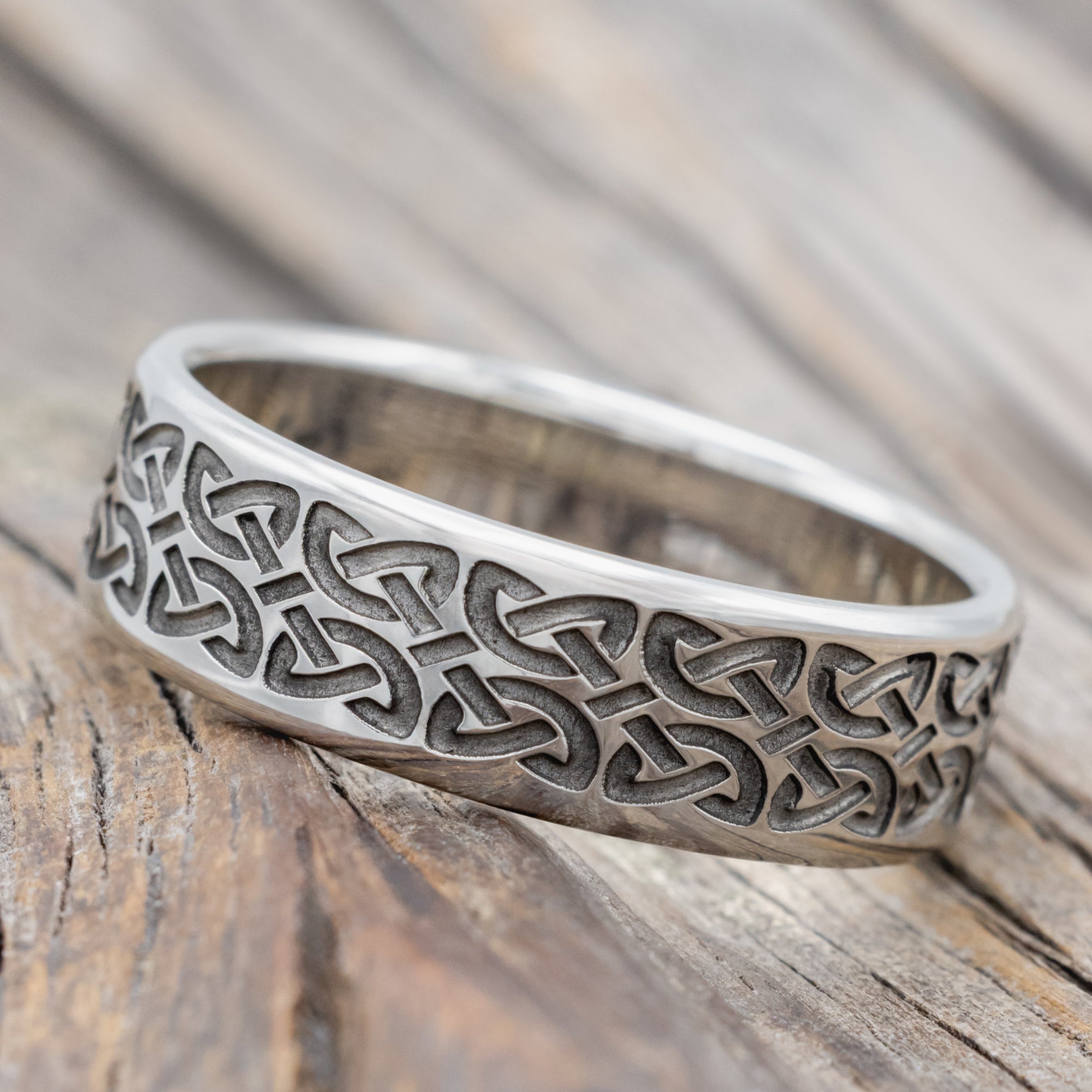 Celtic Love Knot Engraved Wedding Band-Staghead Designs