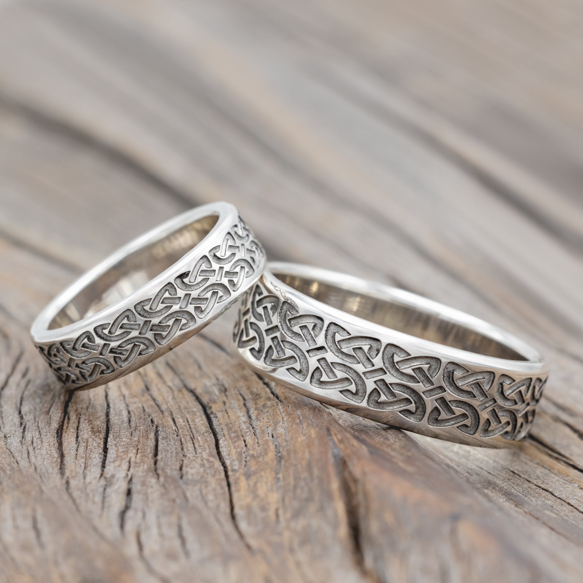 Matching Set Of Celtic Love Knot Wedding Bands-Staghead Designs