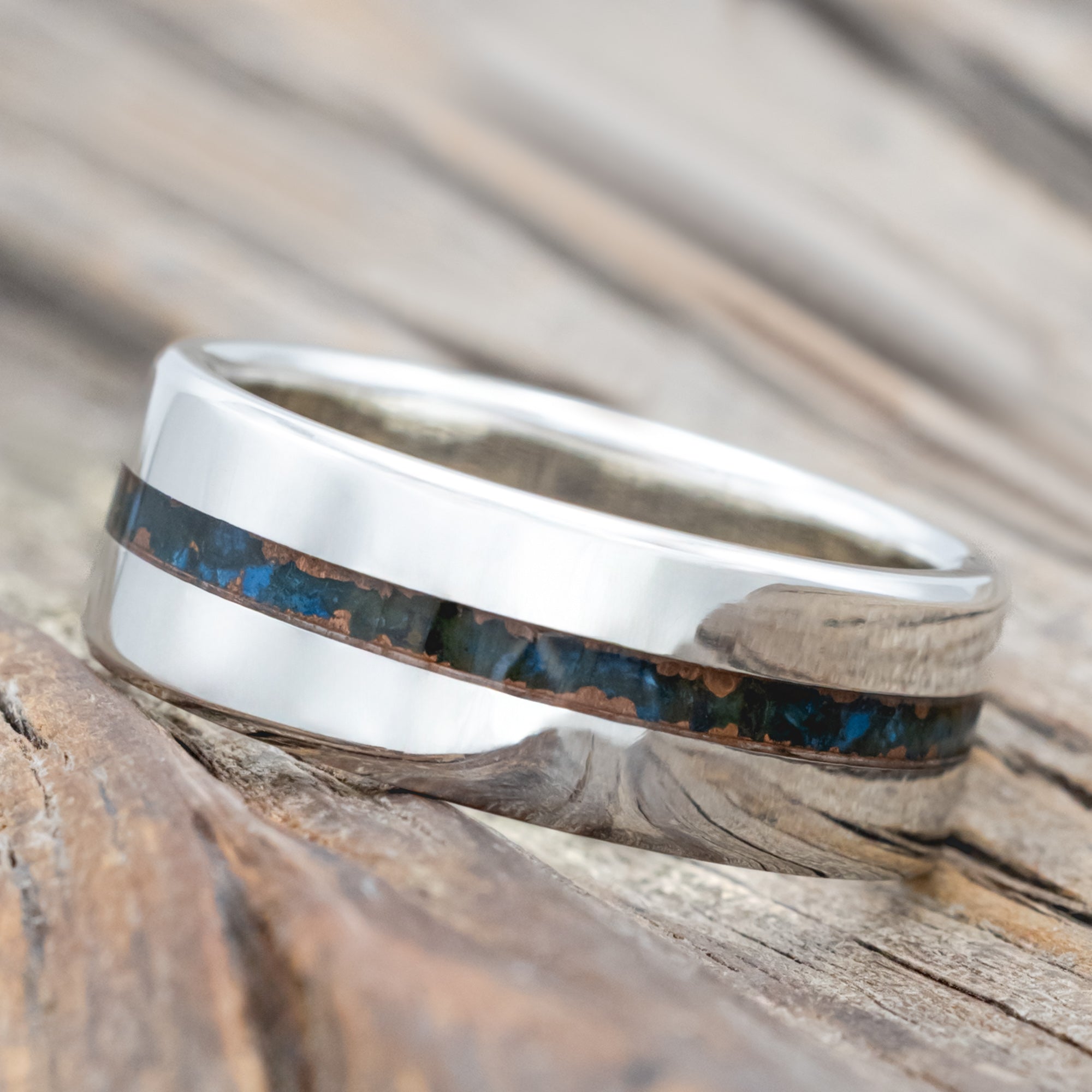 "NIRVANA" - CENTERED PATINA COPPER WEDDING BAND-Staghead Designs