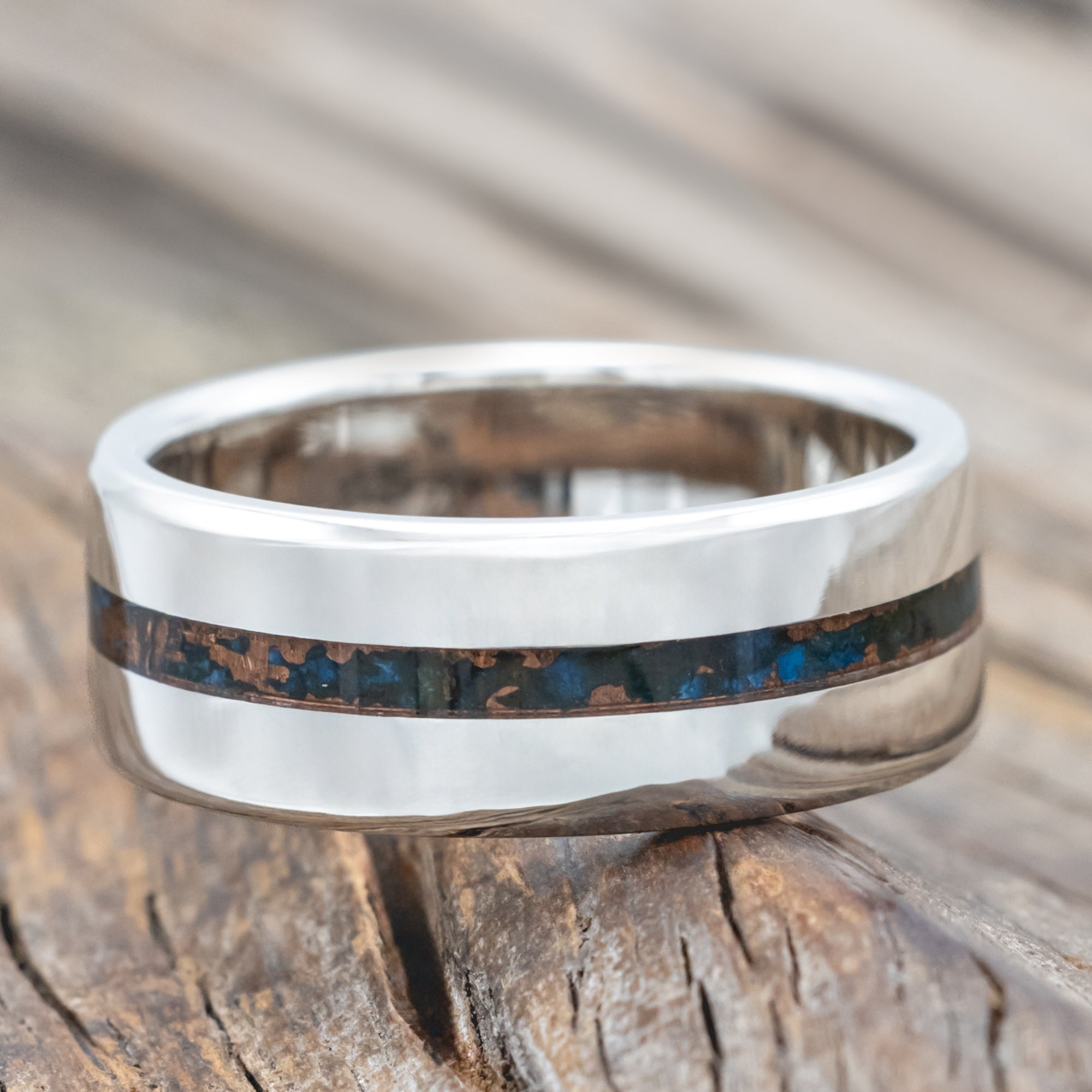 "NIRVANA" - CENTERED PATINA COPPER WEDDING BAND-Staghead Designs