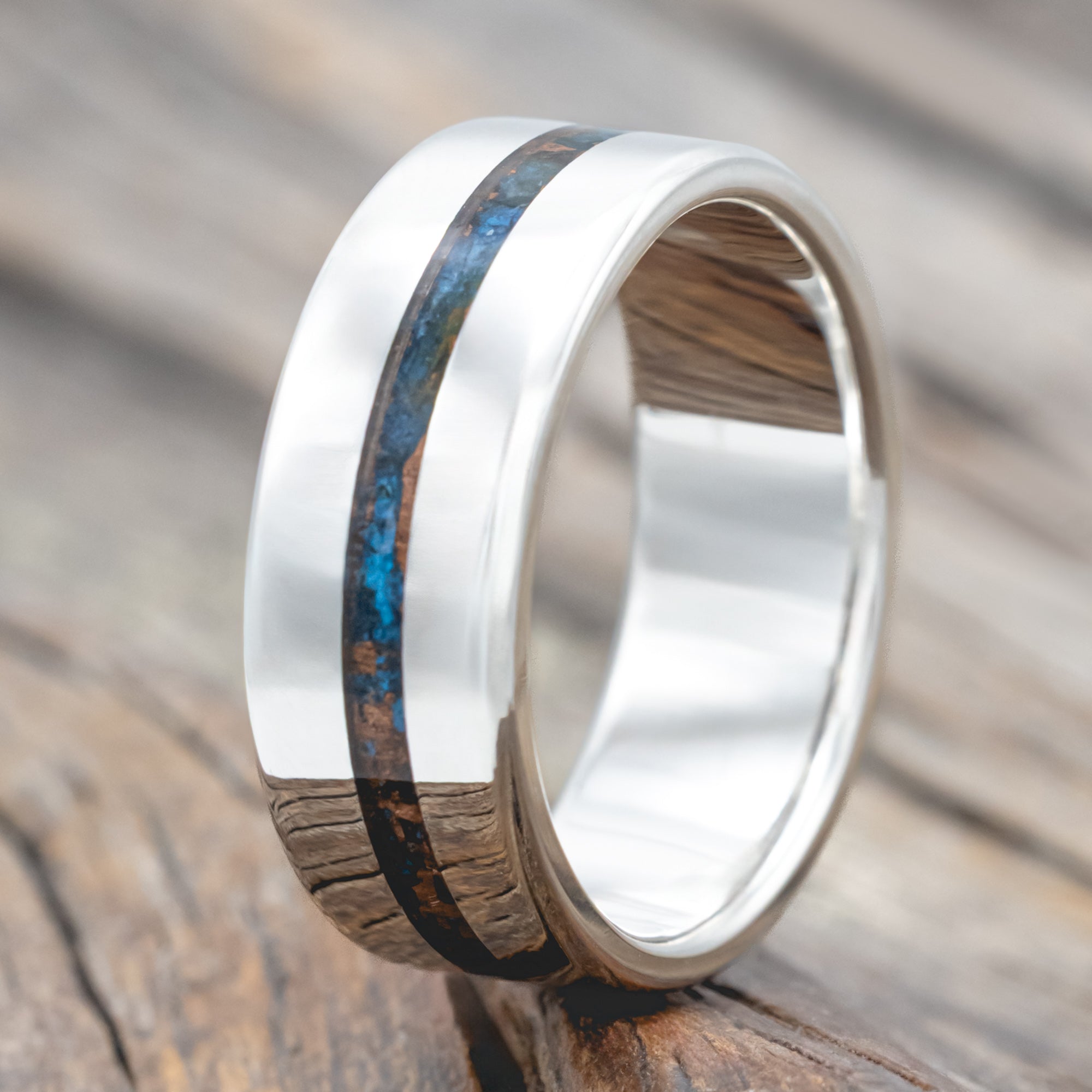 "NIRVANA" - CENTERED PATINA COPPER WEDDING BAND-Staghead Designs