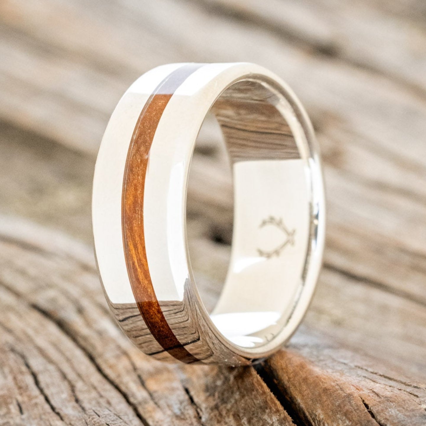 "NIRVANA" - CENTERED INLAY WEDDING BAND-Staghead Designs