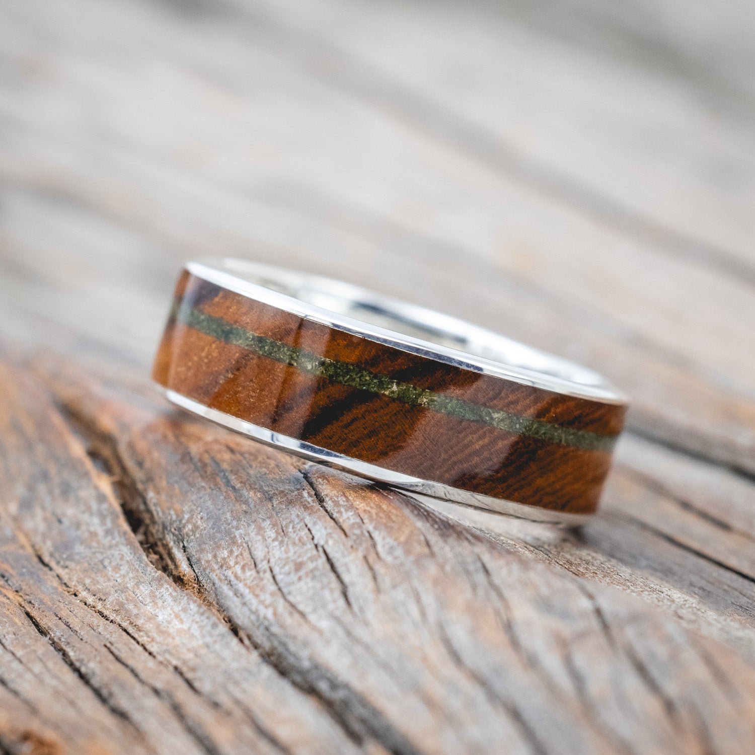 "RAINIER" - IRONWOOD & MOSS WEDDING BAND-Staghead Designs