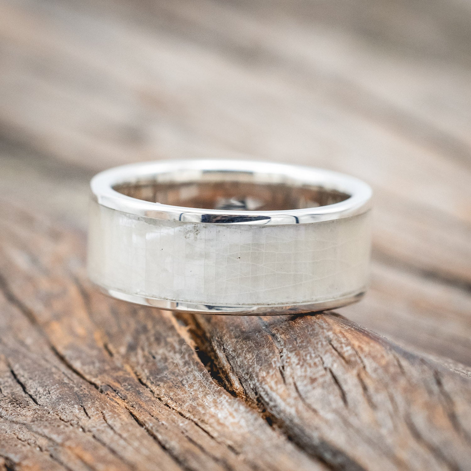 "RAINIER" - MOTHER OF PEARL WEDDING RING-Staghead Designs