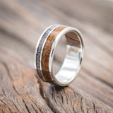 "RAPTOR" - WHISKEY BARREL OAK & ELK ANTLER WEDDING BAND-Staghead Designs