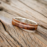 "REMMY" - REDWOOD & FIRE & ICE OPAL INLAY WEDDING RING