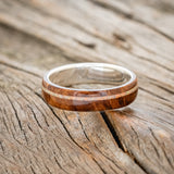 "REMMY" - REDWOOD & FIRE & ICE OPAL INLAY WEDDING RING