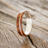 "REMMY" - REDWOOD & FIRE & ICE OPAL INLAY WEDDING RING